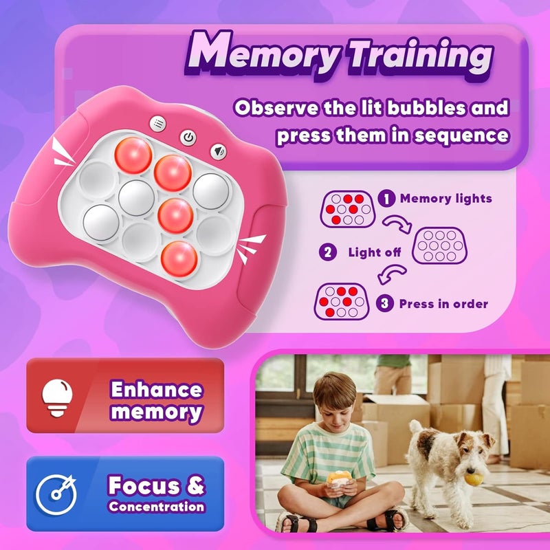 Byserten Handheld Game Toy for Kids Age 6-12, Sensory Fidget Toys for Kids 8-12, Birthday Gifts for 6 7 8 9 Year Old Girls & Boys & Teens -Dark Pink - Image 3